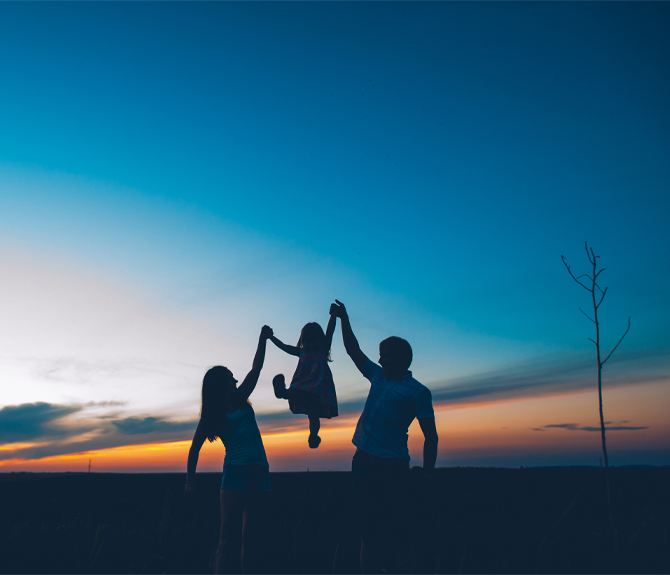 family-1-is-left-right happy family dusk