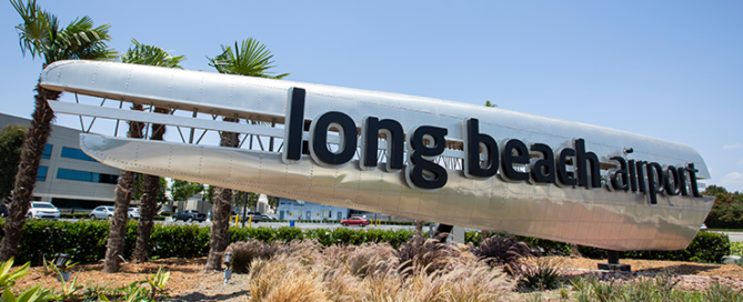 Sunlight shines on the Long Beach International Airport, LGB.