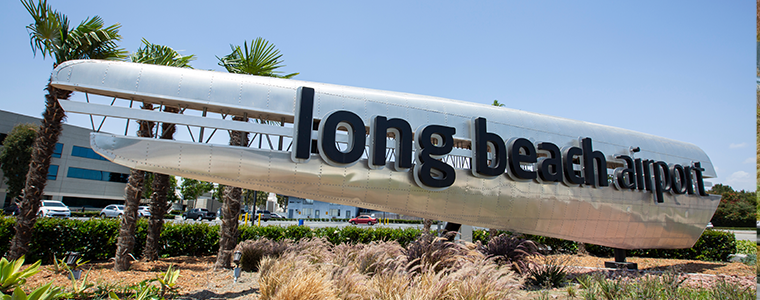 Sunlight shines on the Long Beach International Airport, LGB.