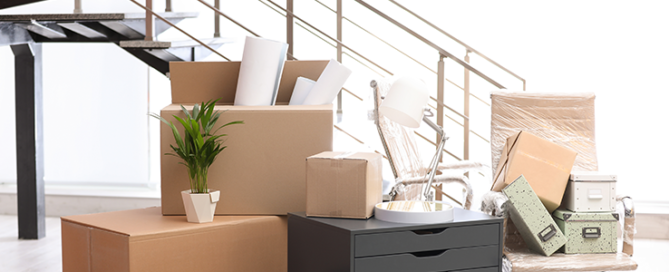 Moving boxes and furniture in new office