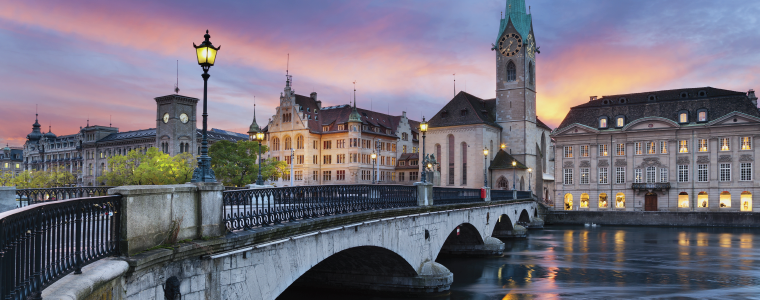 sw1_featured Zurich. Image of Zurich, capital of Switzerland, during dramatic sunset.